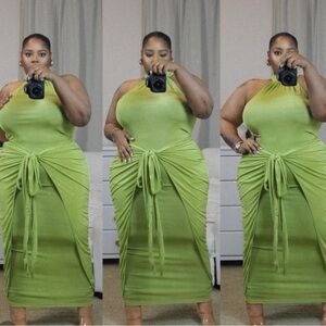 Plus size chartreuse dress NWT